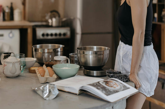 A photo of someone making high protein avocado bread