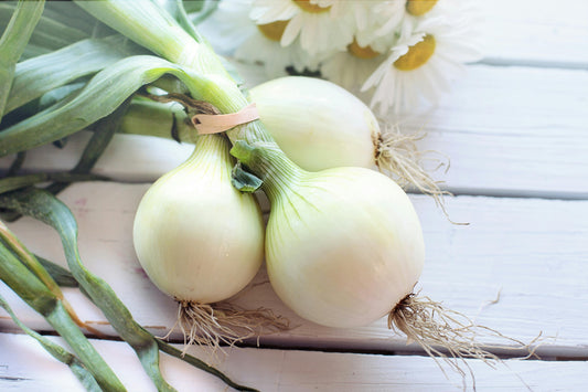 A picture of organic onions