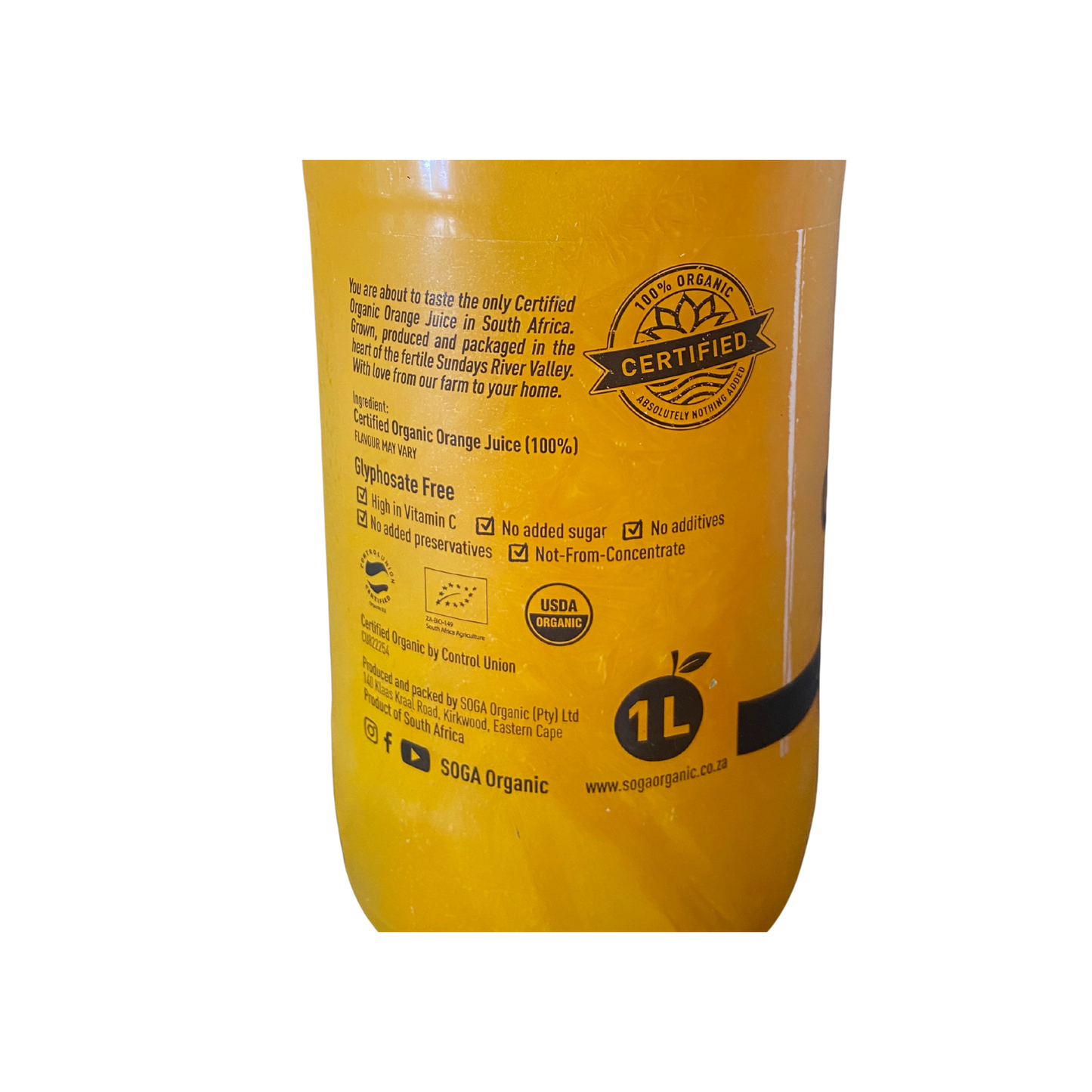 1l SOGA Certified Organic Orange Juice